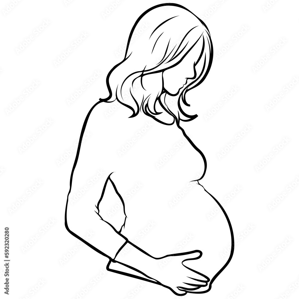 Pregnant Woman Line Drawing. Pregnant Woman Line Drawing.