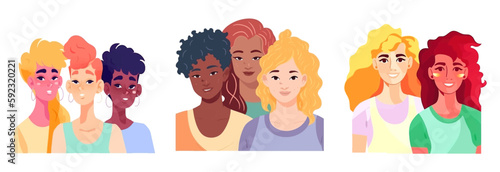 set vector illustration of group people celebrating bisexual homosexual transgender equality