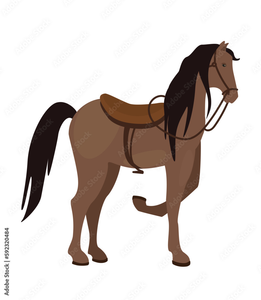 Fototapeta premium Concept Wild west horse. This is a flat vector illustration with a concept of a horse design on a white background. Vector illustration.