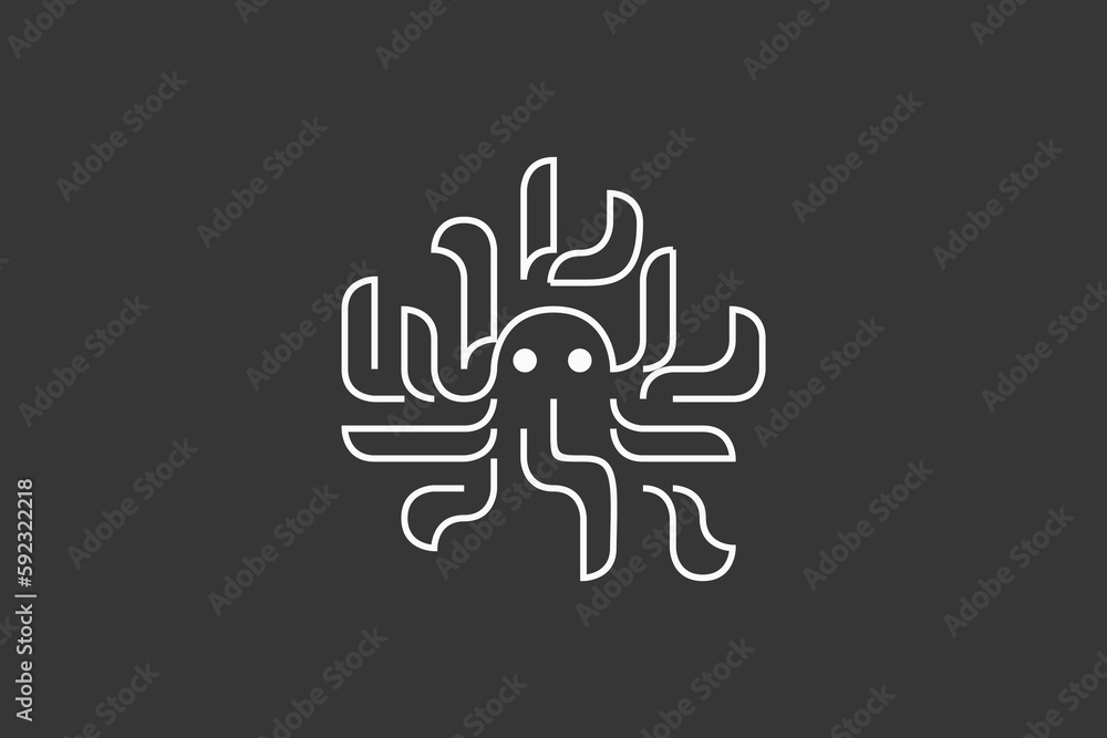 Illustration vector graphic of line art octopus Illustration vector graphic of line art octopus