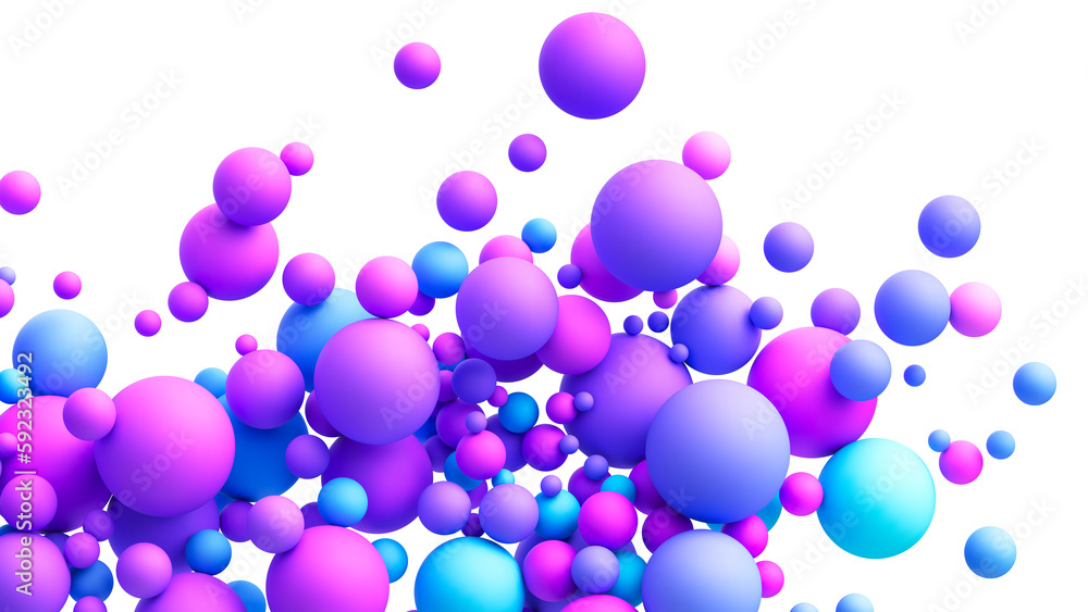 Abstract background with dreamy blue pink purple vibrant neon gradient random flying spheres isolated on transparent background. Colorful neon matte soft balls in different sizes. PNG file Abstract background with dreamy blue pink purple vibrant neon gradient random flying spheres isolated on transparent background. Colorful neon matte soft balls in different sizes. PNG file