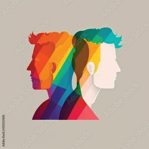 Two peope profile view with lgbti concept, copy space photo