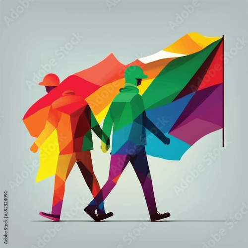 Two peope profile view with lgbti concept, copy space photo