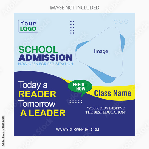 School admission social media post and instagram post template
