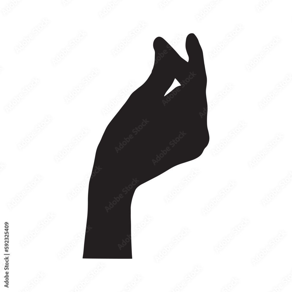 Finger snap gesture vector. Silhouette hand isolated on a white background. Finger snap gesture vector. Silhouette hand isolated on a white background.