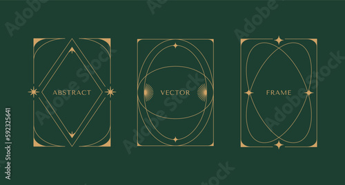 Vector set of linear frames and borders - abstract design elements for decoration or logo design