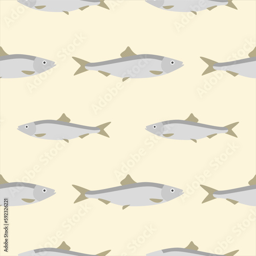 saltwater fish seamless pattern vector illustration. Marine dweller with colorful body and fins for swimming. Modern print for fabric, textiles, wrapping paper. Vector illustration