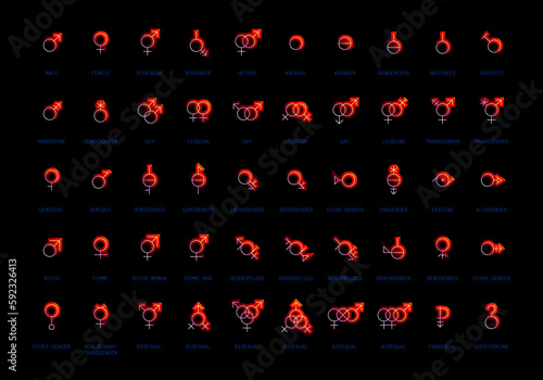 Gender and sexual orientation identity vector symbol sign icons