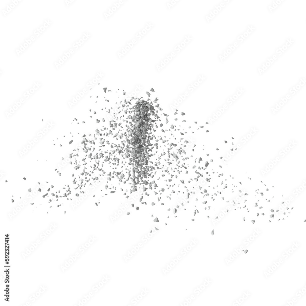 Obraz premium Concrete rock debris isolated transparent background 3d rendering 