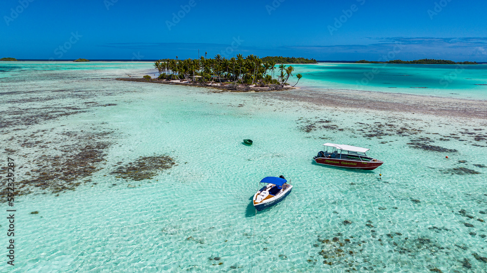 Aerial of the Blue Lagoon, Rangiroa atoll, Tuamotus, French Polynesia, South Pacific Aerial of the Blue Lagoon, Rangiroa atoll, Tuamotus, French Polynesia, South Pacific