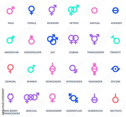 Gender and sexual orientation identity vector symbol sign icons