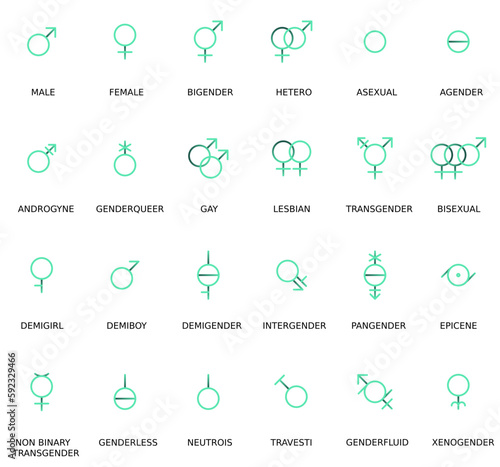 Gender and sexual orientation identity vector symbol sign icons