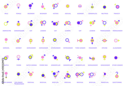 Gender and sexual orientation identity vector symbol sign icons