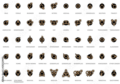 Gender and sexual orientation identity vector symbol sign icons