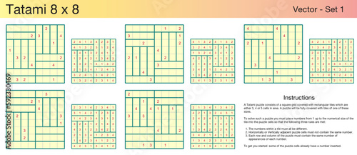 5 Tatami 8 x 8 Puzzles. A set of scalable puzzles for kids and adults, which are ready for web use or to be compiled into a standard or large print activity book.