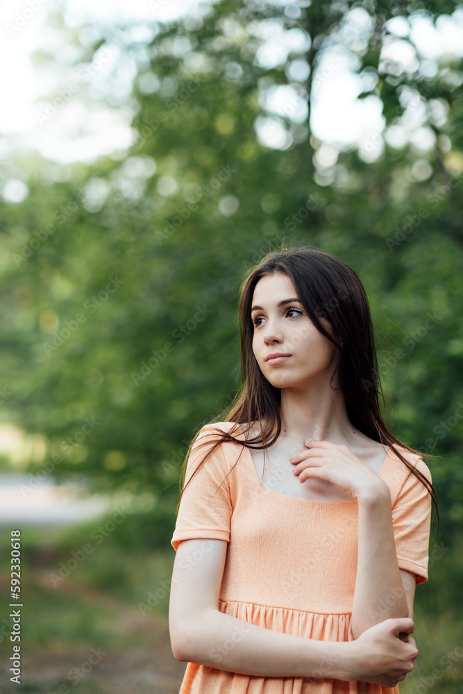 Feminine energy. Ways To Stay In Tune With Energy. Divine feminine energy or self love. Outdoors portrait of young woman enjoying nature Feminine energy. Ways To Stay In Tune With Energy. Divine feminine energy or self love. Outdoors portrait of young woman enjoying nature
