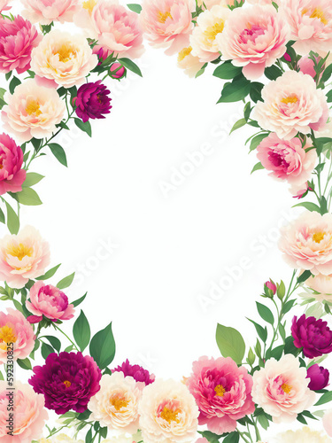 Frame of Peonies Flowers Background Illustration | AI Generated