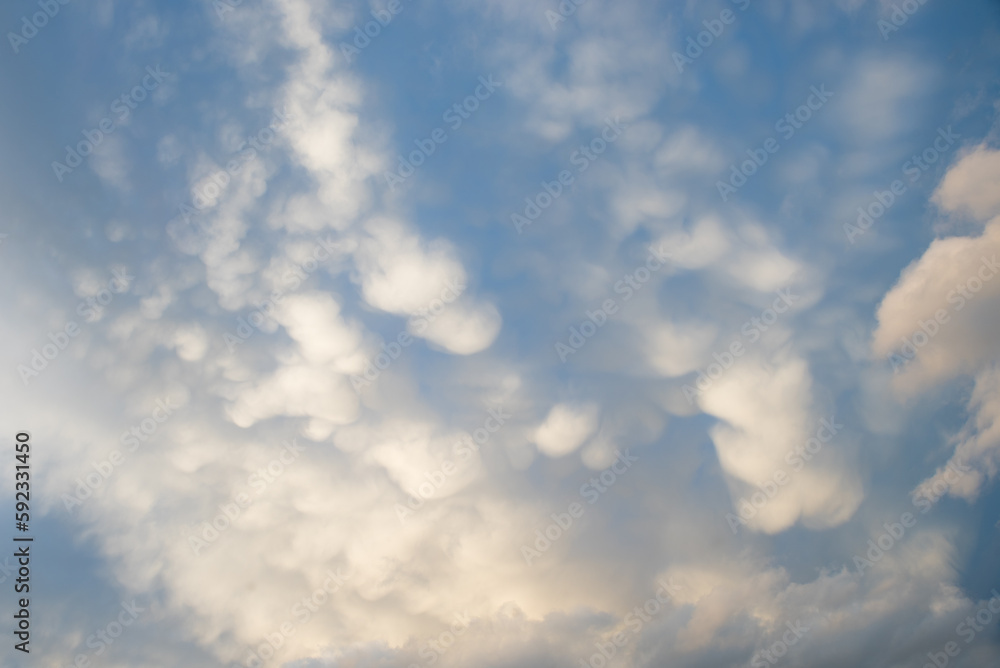 sky background with soft mammatus clouds, stormy weather