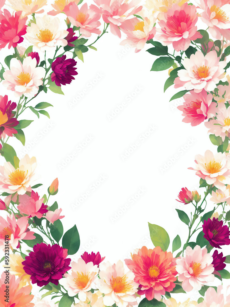 Frame of Spring Flowers Background Illustration | AI Generated Frame of Spring Flowers Background Illustration | AI Generated