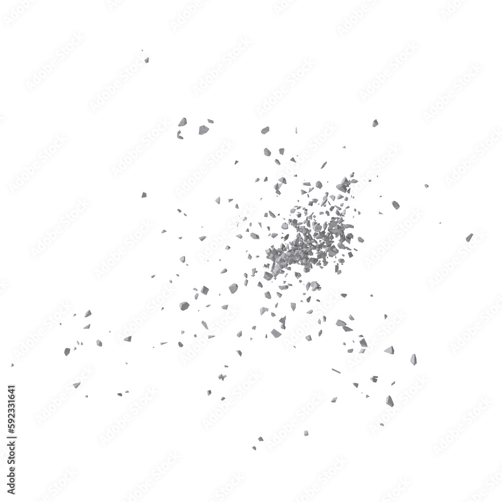 Obraz premium Concrete rock debris isolated transparent background 3d rendering