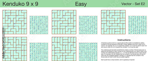 5 Easy Kendoku 9 x 9 Puzzles. A set of scalable puzzles for kids and adults, which are ready for web use or to be compiled into a standard or large print activity book.