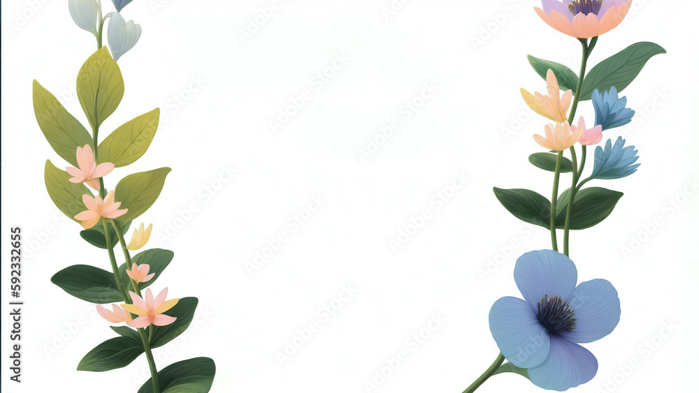 Fototapeta premium Floral Botanical Background Illustration | AI Generated