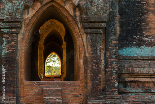 See-through arch of old pagoda, Old Bagan (Pagan), UNESCO World Heritage Site, Myanmar