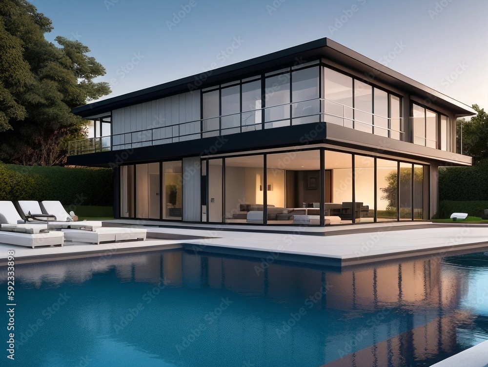 Luxury modern house, generative ai Luxury modern house, generative ai