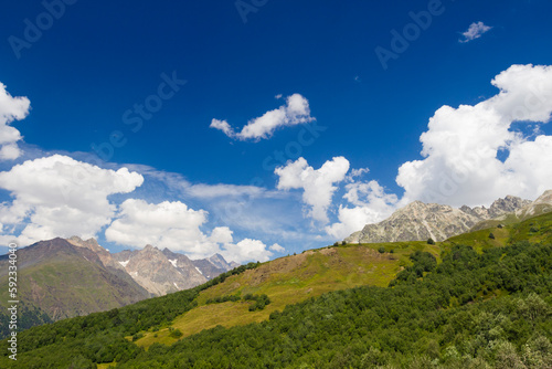 Peaks of Svaneti mountains near Adishi, Georgia photo