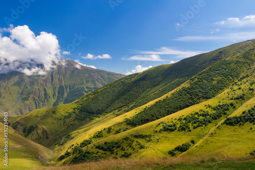 Caucasian mountains near Gergeti, Kazbegi mountains, Georgia photo
