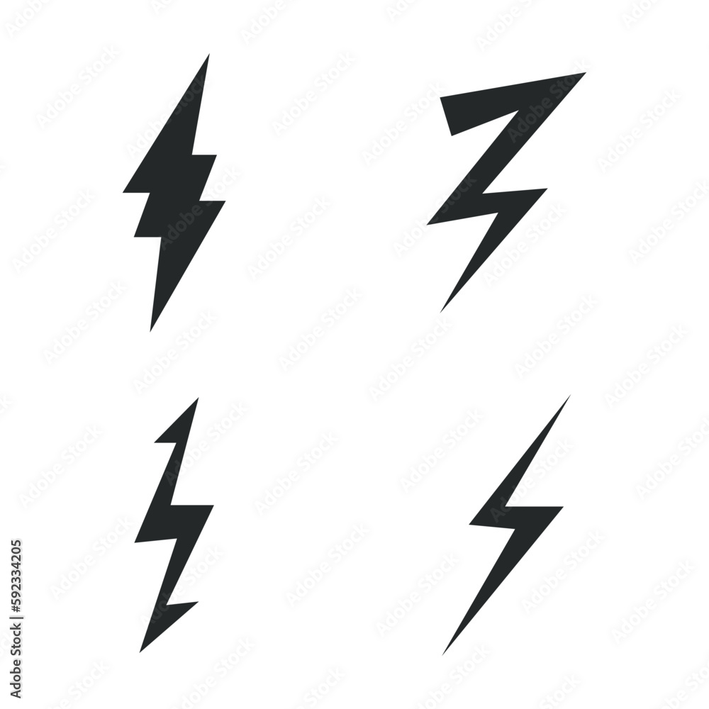 Lightning icon set on white background. vector illustration EPS Lightning icon set on white background. vector illustration EPS