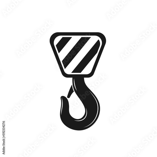 Lifting hook with rope isolated on a white background.