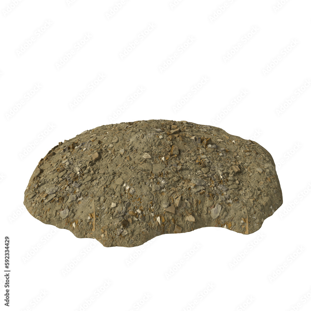 Fototapeta premium Heap of rubble and debris isolated transparent background 3d rendering 