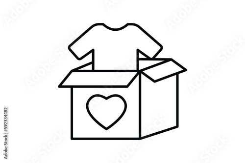 Clothes donation icon illustration. box with clothes. Icon related to charity. Line icon style. Simple vector design editable