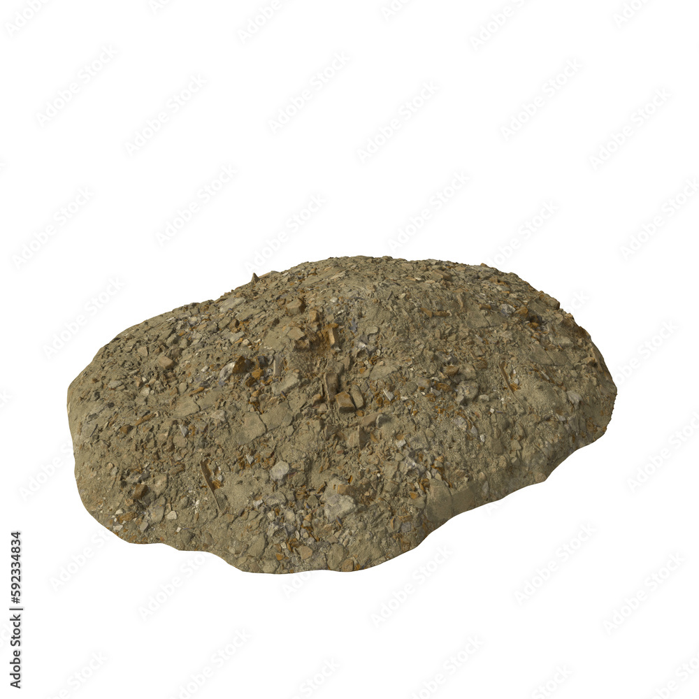 Heap of rubble and debris  isolated transparent background 3d rendering
