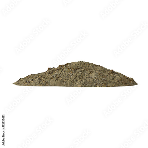 Heap of rubble and debris  isolated transparent background 3d rendering  © Zahaoha