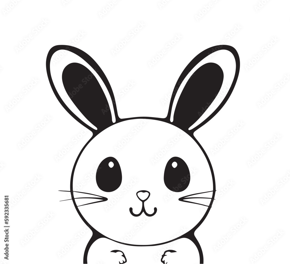 Coloring page of cute bunny on white background
