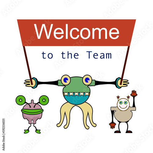 Gruppe, Monster, grafische Design,  Kino, Office, Welcom