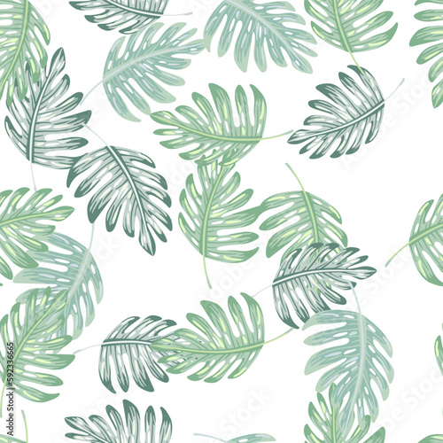 Abstract exotic plant seamless pattern. Botanical leaf wallpaper. Tropical pattern, palm leaves floral background. © smth.design