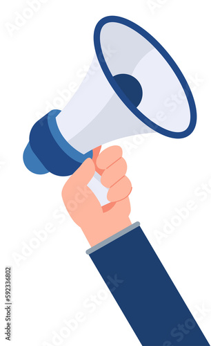 businessman hands with megaphone.Design concept for business, social media, broadcasting