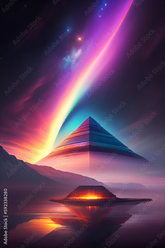 Pyramid in the andromeda galaxy.
Created with generative AI.