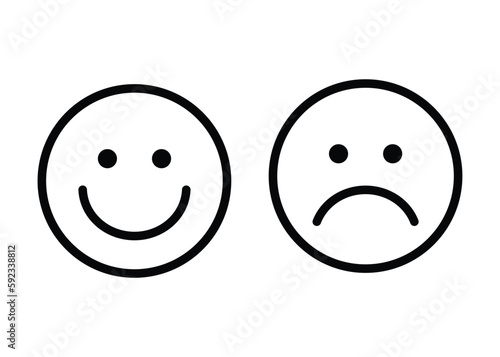 smiley face emoticon icon outline smile and sad expression