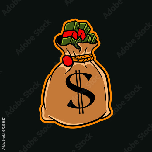 Hand drawn illustration of money bag