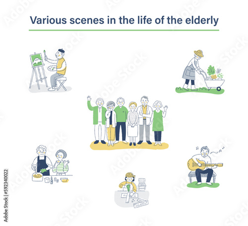 シニア世代のさまざまなライフシーン　セット