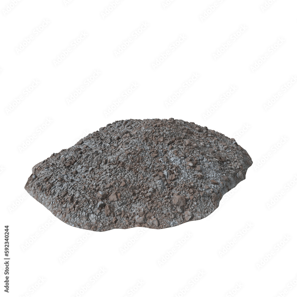 Fototapeta premium Heap of rubble and debris isolated transparent background 3d rendering 