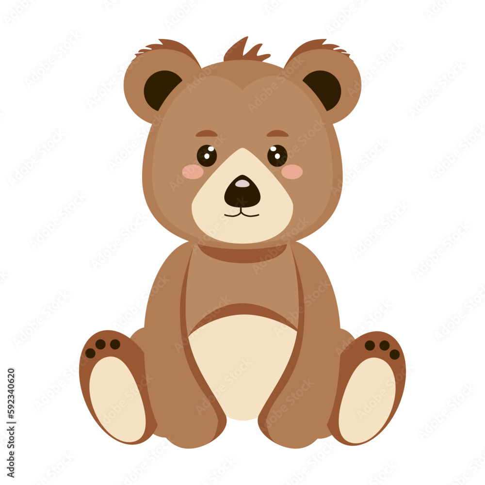 Bear cub. Cartoon cute wild animal. Simple vector drawing of a bear cub in a sitting position on a white background. Used for web design and printing. Bear cub. Cartoon cute wild animal. Simple vector drawing of a bear cub in a sitting position on a white background. Used for web design and printing.
