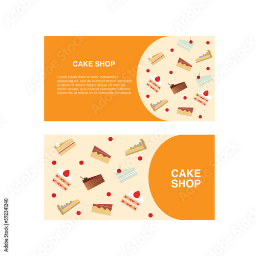 Cute cake illustration background sweets banner