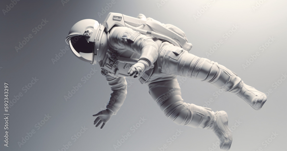 a man in a spacesuit floating in the air