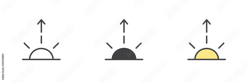 Sunrise different style icon set Sunrise different style icon set