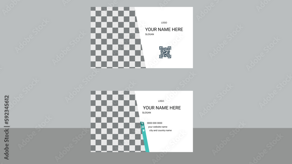 Double-sided creative modern business card template. Portrait and landscape orientation. Horizontal and vertical layout. Vector